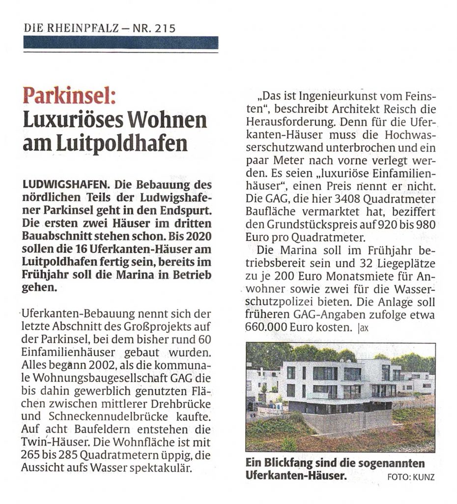 Reisch Gruppe Presse 20180914 Frankenthaler Zeitung Uferkante Luitpoldhafen Ludwigshafen 03